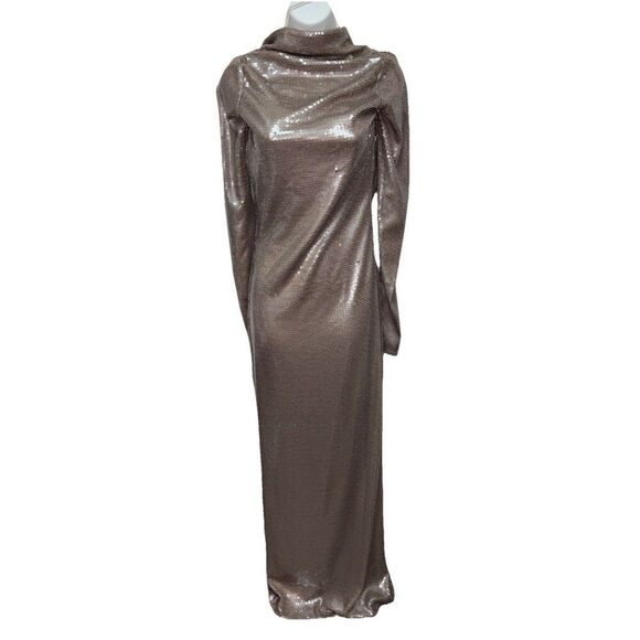 Khy By Kylie Jenner Dresses & Skirts - KHY Sequin Maxi Dress Champagne XS Kylie Jenner Long Sleeve Low Back Lined